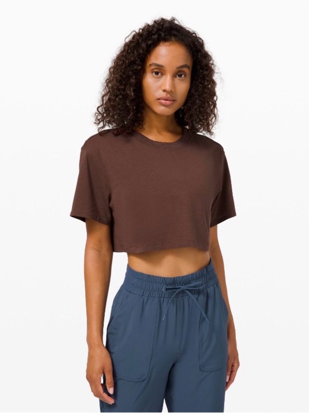 Lululemon All Yours Cropped T-Shirt in Brown Earth size 4